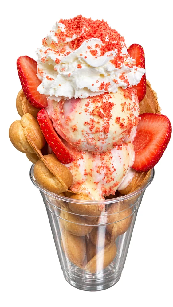 Strawberry bubble waffle cone